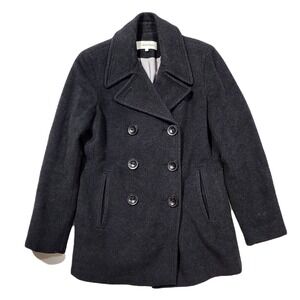 Calvin Klein Wool Peacoat Womens Medium 6 Charcoal Grey‎ Double Breasted